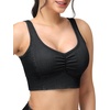 image:imageTHE GYM PEOPLE Womens Denim Scrunch Crop Tops V Neck Longline Casual Bra Padded Jean Cami with UBackBlack