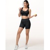 image:imageTHE GYM PEOPLE Womens Denim Scrunch Crop Tops V Neck Longline Casual Bra Padded Jean Cami with UBackBlack