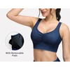 image:imageTHE GYM PEOPLE Womens Denim Scrunch Crop Tops V Neck Longline Casual Bra Padded Jean Cami with UBackDark Blue