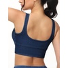 image:imageTHE GYM PEOPLE Womens Denim Scrunch Crop Tops V Neck Longline Casual Bra Padded Jean Cami with UBackDark Blue