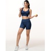 image:imageTHE GYM PEOPLE Womens Denim Scrunch Crop Tops V Neck Longline Casual Bra Padded Jean Cami with UBackDark Blue