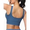 image:imageTHE GYM PEOPLE Womens Denim Scrunch Crop Tops V Neck Longline Casual Bra Padded Jean Cami with UBackDenim Blue