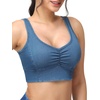 image:imageTHE GYM PEOPLE Womens Denim Scrunch Crop Tops V Neck Longline Casual Bra Padded Jean Cami with UBackDenim Blue