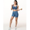 image:imageTHE GYM PEOPLE Womens Denim Scrunch Crop Tops V Neck Longline Casual Bra Padded Jean Cami with UBackDenim Blue