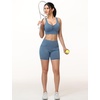 image:imageTHE GYM PEOPLE Womens Denim Scrunch Crop Tops V Neck Longline Casual Bra Padded Jean Cami with UBackDenim Light Blue