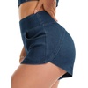 image:imageTHE GYM PEOPLE Womens High Waisted Jean Shorts Stretchy Pull On Side Slit Denim Short with PocketsDark Blue