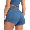 image:imageTHE GYM PEOPLE Womens High Waisted Jean Shorts Stretchy Pull On Side Slit Denim Short with PocketsDenim Blue