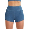 image:imageTHE GYM PEOPLE Womens High Waisted Jean Shorts Stretchy Pull On Side Slit Denim Short with PocketsDenim Blue