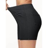 image:imageTHE GYM PEOPLE Womens High Waisted Stretchy Jean Shorts Booty Lifting Pull On Denim Shorts with PocketsBlack