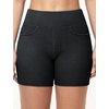 image:imageTHE GYM PEOPLE Womens High Waisted Stretchy Jean Shorts Booty Lifting Pull On Denim Shorts with PocketsBlack