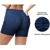 image:imageTHE GYM PEOPLE Womens High Waisted Stretchy Jean Shorts Booty Lifting Pull On Denim Shorts with PocketsDark Blue