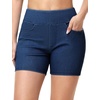 image:imageTHE GYM PEOPLE Womens High Waisted Stretchy Jean Shorts Booty Lifting Pull On Denim Shorts with PocketsDark Blue
