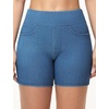 image:imageTHE GYM PEOPLE Womens High Waisted Stretchy Jean Shorts Booty Lifting Pull On Denim Shorts with PocketsDenim Blue
