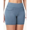 image:imageTHE GYM PEOPLE Womens High Waisted Stretchy Jean Shorts Booty Lifting Pull On Denim Shorts with PocketsDenim Light Blue