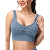 image:imageTHE GYM PEOPLE Womens Denim Scrunch Crop Tops V Neck Longline Casual Bra Padded Jean Cami with UBackDenim Light Blue