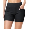 image:imageTHE GYM PEOPLE Womens High Waisted Stretchy Jean Shorts Booty Lifting Pull On Denim Shorts with PocketsBlack