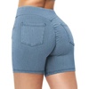 image:imageTHE GYM PEOPLE Womens High Waisted Stretchy Jean Shorts Booty Lifting Pull On Denim Shorts with PocketsDenim Light Blue
