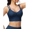 image:imageTHE GYM PEOPLE Womens Scrunch Denim Crop Tops VNeck Padded Stretchy Strappy Casual Longline Bra Jean CamisoleDark Blue