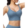 image:imageTHE GYM PEOPLE Womens Scrunch Denim Crop Tops VNeck Padded Stretchy Strappy Casual Longline Bra Jean CamisoleDenim Light Blue