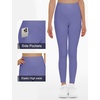 image:imageTHE GYM PEOPLE Girls Workout Leggings Kids High Waist Stretch Athletic Dance Yoga Pants with PocketsBright Purple