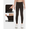 image:imageTHE GYM PEOPLE Girls Workout Leggings Kids High Waist Stretch Athletic Dance Yoga Pants with PocketsBrown