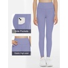 image:imageTHE GYM PEOPLE Girls Workout Leggings Kids High Waist Stretch Athletic Dance Yoga Pants with PocketsLavender Purple