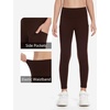 image:imageTHE GYM PEOPLE Girls Workout Leggings Kids High Waist Stretch Athletic Dance Yoga Pants with PocketsRed Brown