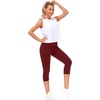 image:imageTHE GYM PEOPLE Tummy Control Workout Leggings with Pockets High Waist Athletic Yoga Pants for Women Running FitnessWine Red