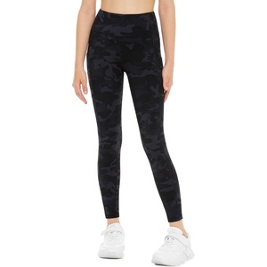 image:imageTHE GYM PEOPLE Girls Workout Leggings Kids High Waist Stretch Athletic Dance Yoga Pants with PocketsBlackgrey Camo