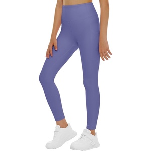 image:imageTHE GYM PEOPLE Girls Workout Leggings Kids High Waist Stretch Athletic Dance Yoga Pants with PocketsBright Purple