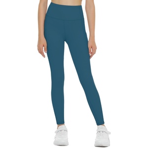 image:imageTHE GYM PEOPLE Girls Workout Leggings Kids High Waist Stretch Athletic Dance Yoga Pants with PocketsDark Blue Green
