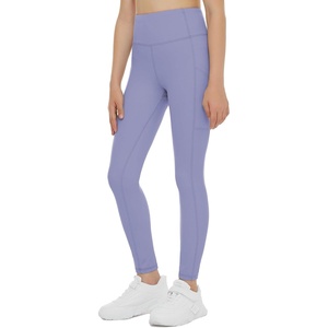 image:imageTHE GYM PEOPLE Girls Workout Leggings Kids High Waist Stretch Athletic Dance Yoga Pants with PocketsLavender Purple