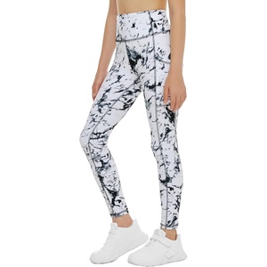 image:imageTHE GYM PEOPLE Girls Workout Leggings Kids High Waist Stretch Athletic Dance Yoga Pants with PocketsMarble