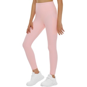 image:imageTHE GYM PEOPLE Girls Workout Leggings Kids High Waist Stretch Athletic Dance Yoga Pants with PocketsPink