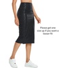 image:imageTHE GYM PEOPLE Womens High Waist Tummy Control Pencil Skirts Stretchy Bodycon Midi Skirt Below Knee with Back SlitBlack Leopard