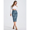 image:imageTHE GYM PEOPLE Womens High Waist Tummy Control Pencil Skirts Stretchy Bodycon Midi Skirt Below Knee with Back SlitBlue Leopard