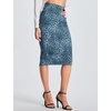 image:imageTHE GYM PEOPLE Womens High Waist Tummy Control Pencil Skirts Stretchy Bodycon Midi Skirt Below Knee with Back SlitBlue Leopard