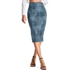 image:imageTHE GYM PEOPLE Womens High Waist Tummy Control Pencil Skirts Stretchy Bodycon Midi Skirt Below Knee with Back SlitBlue Leopard