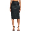 image:imageTHE GYM PEOPLE Womens High Waist Tummy Control Pencil Skirts Stretchy Bodycon Midi Skirt Below Knee with Back SlitFaux Leather Coated