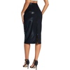 image:imageTHE GYM PEOPLE Womens High Waist Tummy Control Pencil Skirts Stretchy Bodycon Midi Skirt Below Knee with Back SlitLight Leather