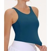 image:imageTHE GYM PEOPLE Women Sports Bra Sleeveless Padded Running Workout Tank Tops  UShaped Beauty Back Highstretch fabric Crop design Sleeveless Removable pads Ideal for workout and daily wearDark Green Blue