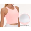 image:imageTHE GYM PEOPLE Women Sports Bra Sleeveless Padded Running Workout Tank Tops  UShaped Beauty Back Highstretch fabric Crop design Sleeveless Removable pads Ideal for workout and daily wearPink