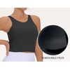 image:imageTHE GYM PEOPLE Women Sports Bra Sleeveless Padded Running Workout Tank Tops  UShaped Beauty Back Highstretch fabric Crop design Sleeveless Removable pads Ideal for workout and daily wearCharcoal Grey