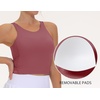 image:imageTHE GYM PEOPLE Women Sports Bra Sleeveless Padded Running Workout Tank Tops  UShaped Beauty Back Highstretch fabric Crop design Sleeveless Removable pads Ideal for workout and daily wearRose Red