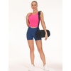 image:imageTHE GYM PEOPLE Women Sports Bra Sleeveless Padded Running Workout Tank Tops  UShaped Beauty Back Highstretch fabric Crop design Sleeveless Removable pads Ideal for workout and daily wearBright Pink