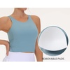 image:imageTHE GYM PEOPLE Women Sports Bra Sleeveless Padded Running Workout Tank Tops  UShaped Beauty Back Highstretch fabric Crop design Sleeveless Removable pads Ideal for workout and daily wearDenim Blue
