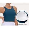 image:imageTHE GYM PEOPLE Women Sports Bra Sleeveless Padded Running Workout Tank Tops  UShaped Beauty Back Highstretch fabric Crop design Sleeveless Removable pads Ideal for workout and daily wearDark Green Blue