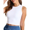 image:imageTHE GYM PEOPLE Womens Workout Crop Tops Yoga Athletic Sleeveless Shirts  Crop Tank Tops Sleeveless Wide Elastic Straps Crewneck Breathable Soft Ideal for Yoga Running Workout or CasualWhite
