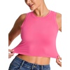 image:imageTHE GYM PEOPLE Womens Workout Crop Tops Yoga Athletic Sleeveless Shirts  Crop Tank Tops Sleeveless Wide Elastic Straps Crewneck Breathable Soft Ideal for Yoga Running Workout or CasualBright Pink