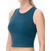 image:imageTHE GYM PEOPLE Womens Workout Crop Tops Yoga Athletic Sleeveless Shirts  Crop Tank Tops Sleeveless Wide Elastic Straps Crewneck Breathable Soft Ideal for Yoga Running Workout or CasualDark Blue Green